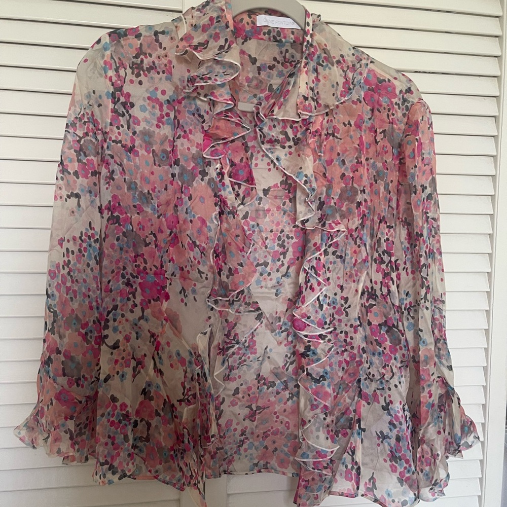 Anne Fontaine Silk Floral Blouse